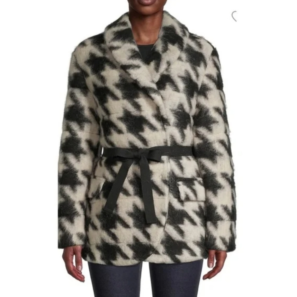en thread houndstooth jacket with tie waist XL